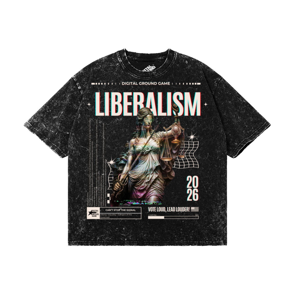 Acid Washed Liberalism Charity Tee, Black